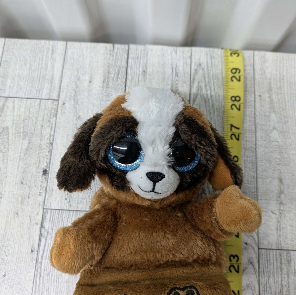 Ty Brown and White Stuffed Animal with Blue Eyes - Picture 3 of 4